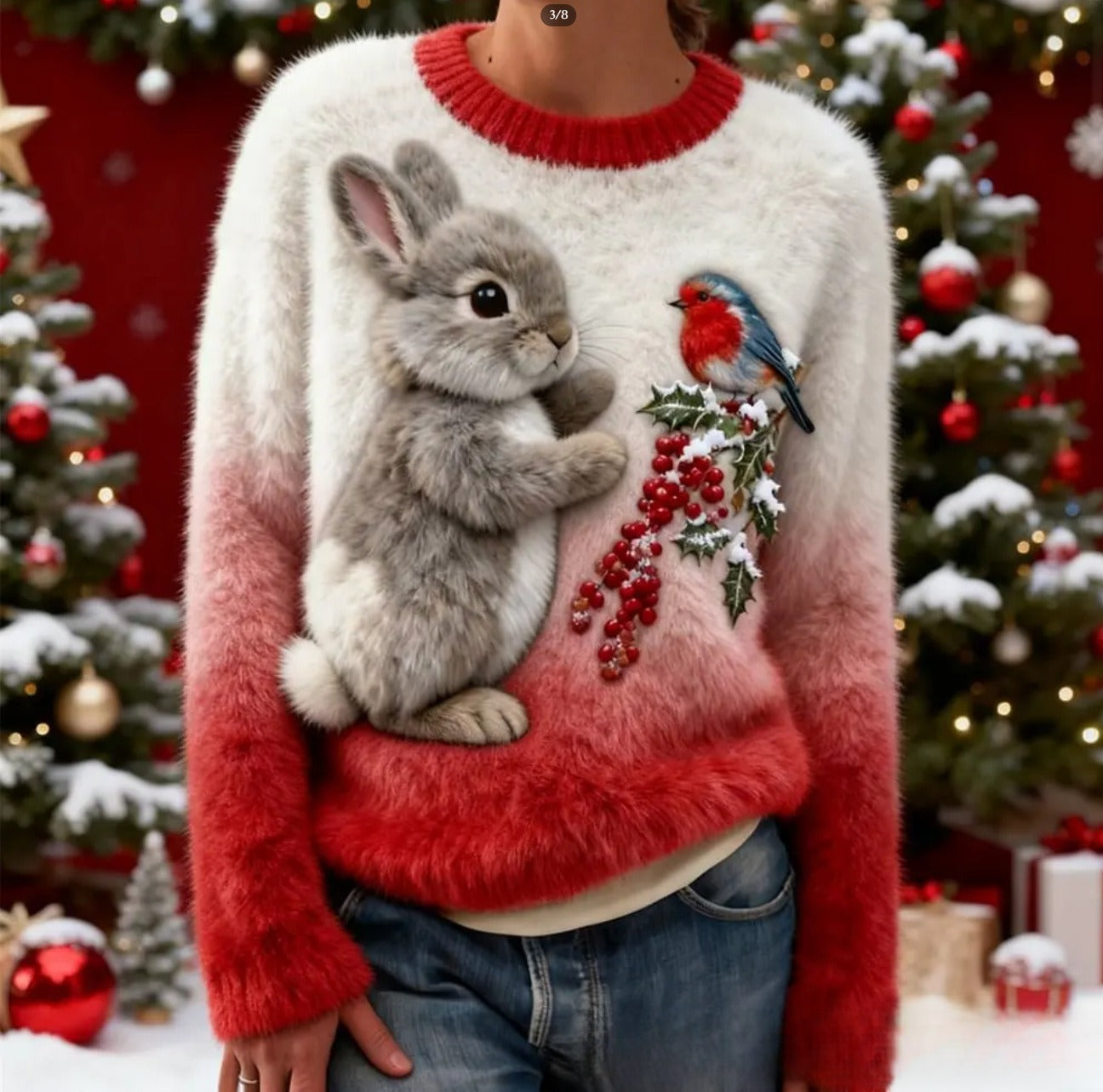 Digital-printed Christmas-patterned Women's Flannel Hoodie